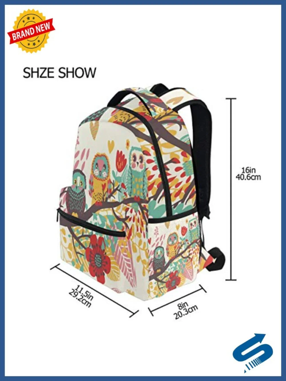 School Backpack Cute Owls on Branch Bookbag for Boys Girls Travel Bag